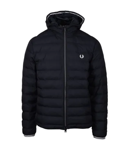 Fred Perry Mens Hooded Insulated Jacket in Black