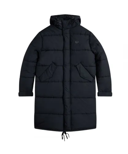 Fred Perry Mens Hooded Quilted Parka Black Jacket