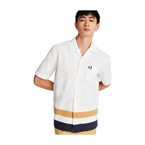 Fred Perry , Men`s Horizontal Striped Shirt ,White male, Sizes: