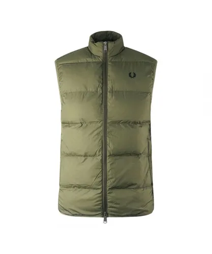 Fred Perry Mens Insulated Quilted Uniform Green Gilet Jacket