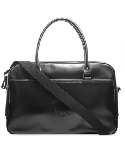 Fred Perry Mens Laurel Wreath Black Leather Hold All Bag - One Size