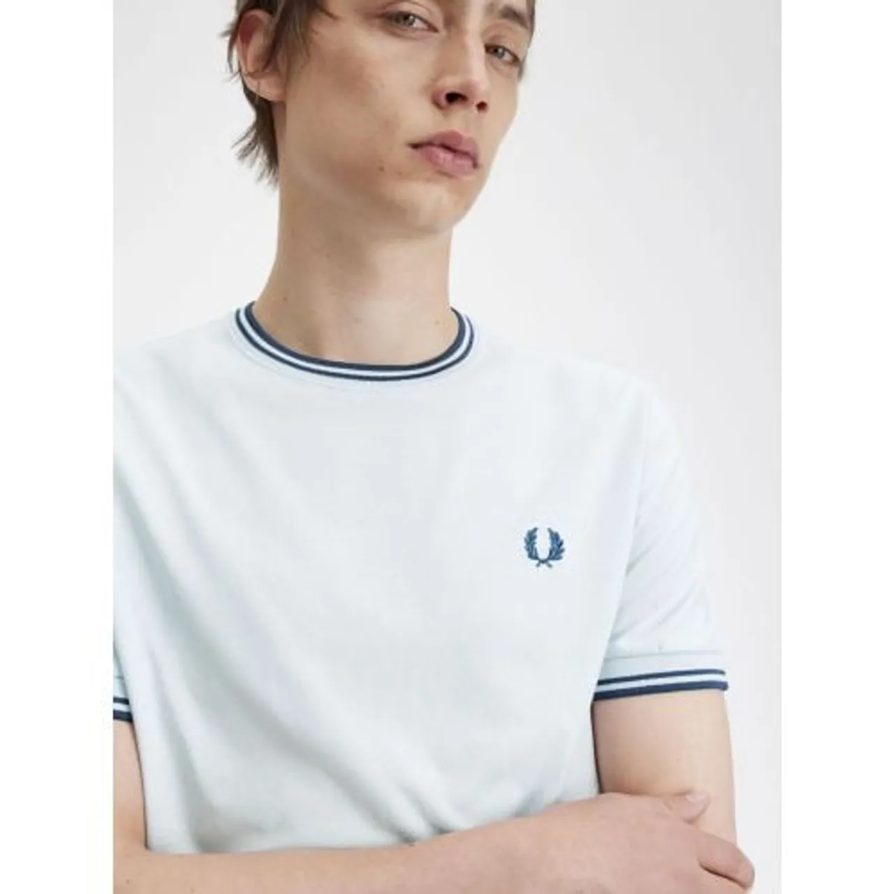 Fred Perry Mens Light Ice Midnight Blue Twin Tipped T-Shirt