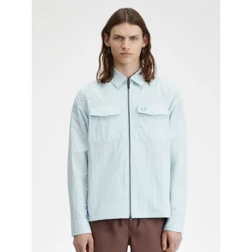 Fred Perry Mens Light Ice Textured Zip-Through Overshirt