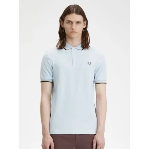 Fred Perry Mens Light Smoke Warm Grey Brick Twin Tipped Polo Shirt