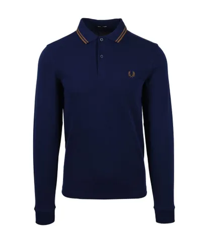 Fred Perry Mens Long Sleeved Polo Shirt French Navy