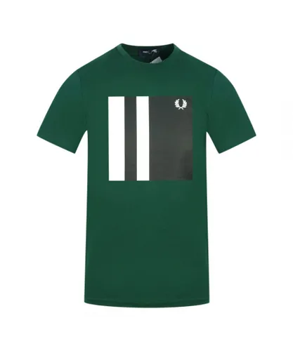Fred Perry Mens M8536 426 Tipped Graphic Green T-Shirt Cotton