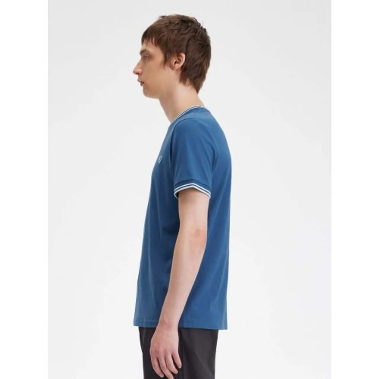 Fred Perry Mens Midnight Blue Ecru Light Ice Twin Tipped T-Shirt