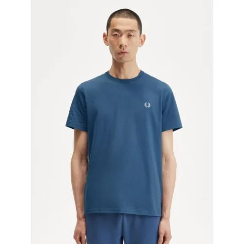 Fred Perry Mens Midnight Blue Light Ice Crew Neck T-Shirt