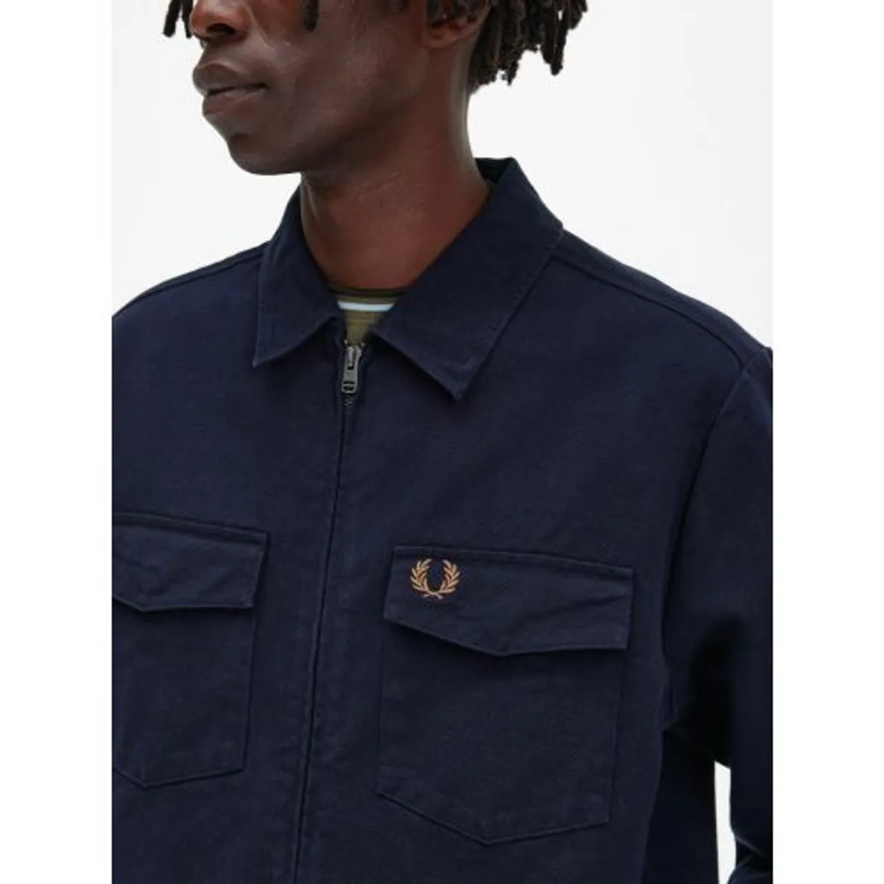 Fred Perry Mens Navy Heavy Twill Overshirt