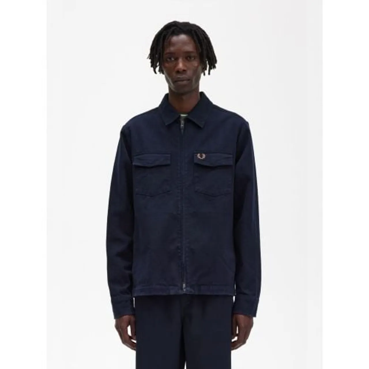 Fred Perry Mens Navy Heavy Twill Overshirt