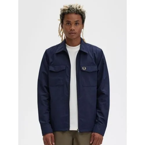 Fred Perry Mens Navy Zip Overshirt