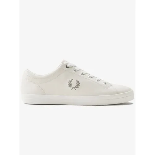 Fred Perry Mens Porcelain Warm Grey Baseline Leather Trainer