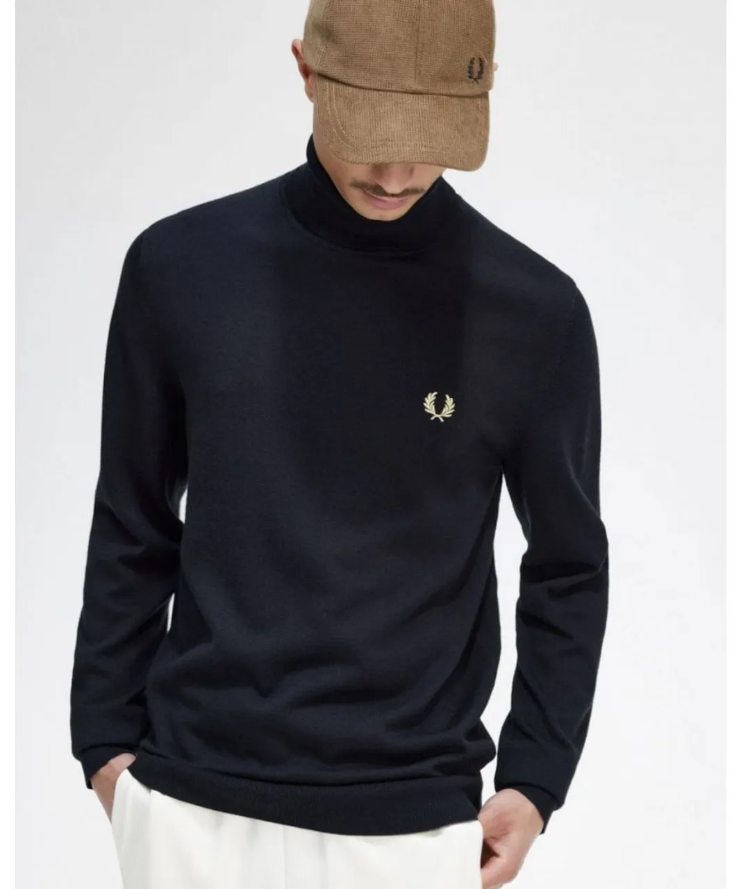 Fred Perry Mens Roll Neck Jumper - Black