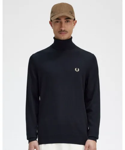 Fred Perry Mens Roll Neck Jumper - Black