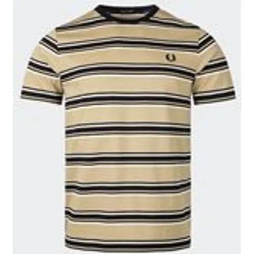 Fred Perry Men's Stripe T-Shirt in Warm Stone / Oatmeal