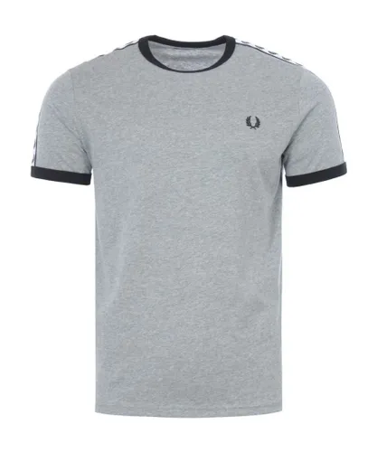 Fred Perry Mens Taped Ringer T-Shirt in Grey Cotton