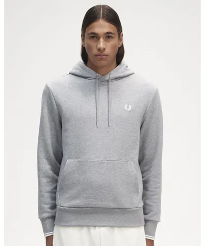 Fred Perry Mens Tipped Hooded Sweatshirt - Grey