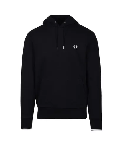 Fred Perry Mens Tipped Hooded Sweatshirt in Black