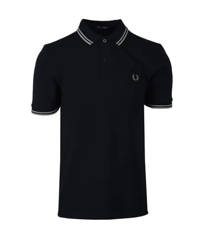 Fred Perry Mens Twin Tipped Polo Shirt Navy/Silver Blue/Warm Grey