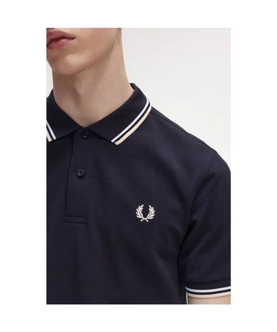 Fred Perry Mens Twin Tipped Signature Polo Shirt - Navy