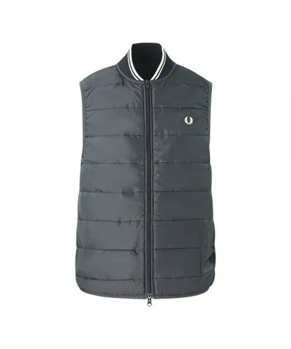 Fred Perry Mens x Lavenham Quilted Blue Gilet Jacket