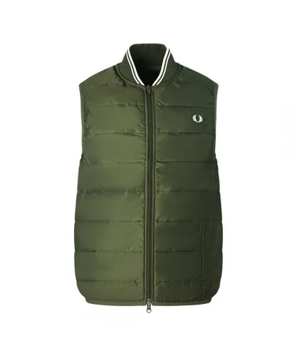 Fred Perry Mens x Lavenham Quilted Green Gilet Jacket
