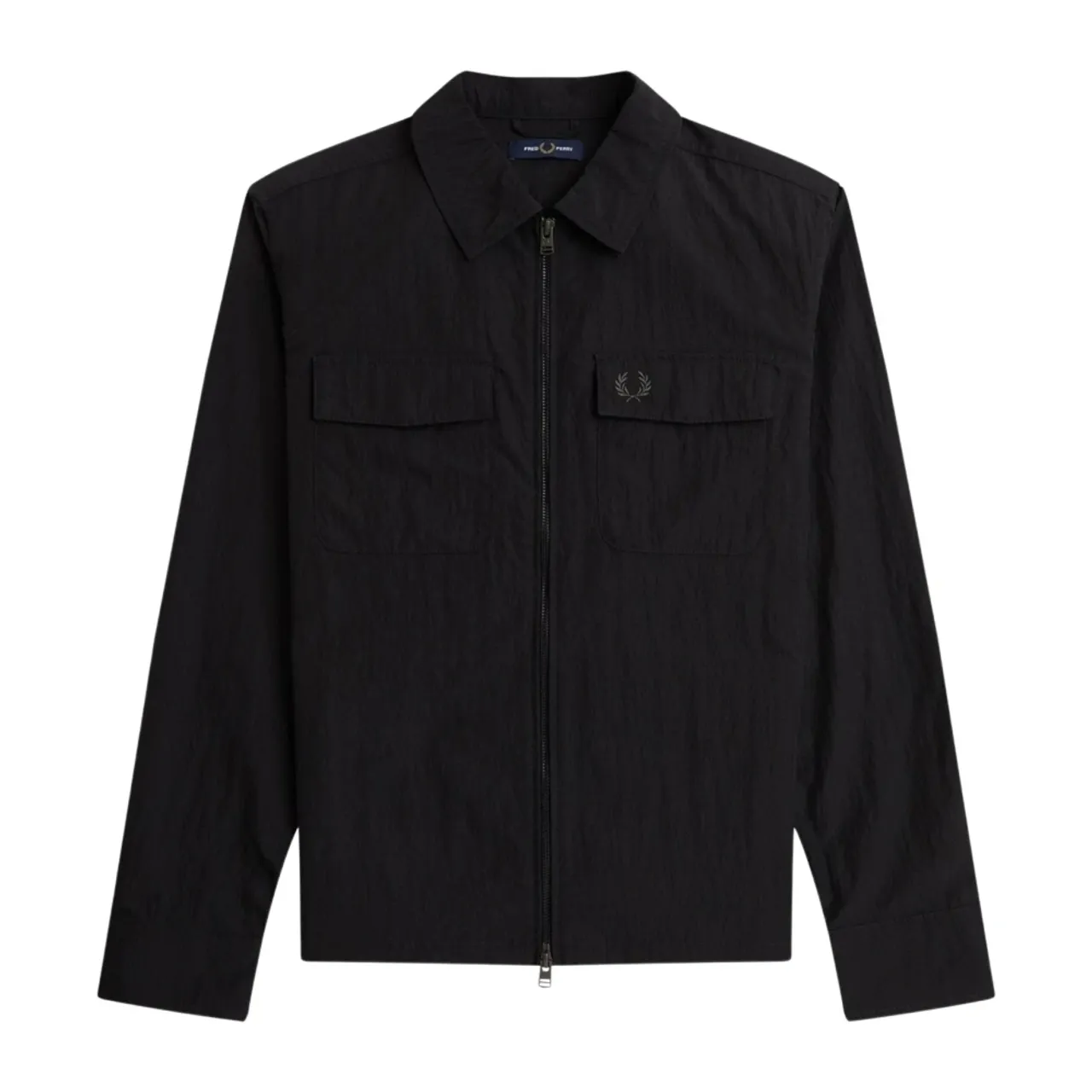 Fred Perry , Men's Zip Overshirt Jacket ,Black male, Sizes: