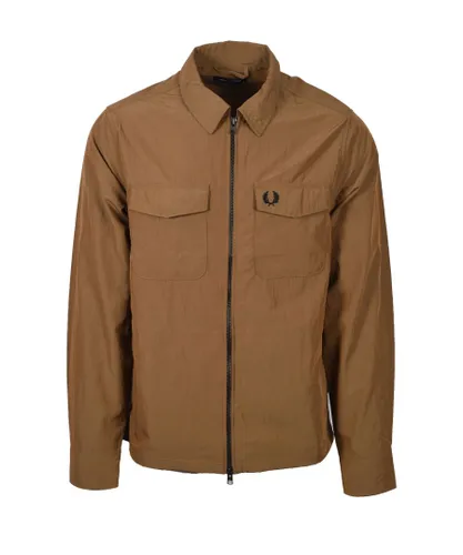 Fred Perry Mens Zip Overshirt Shaded Stone - Beige