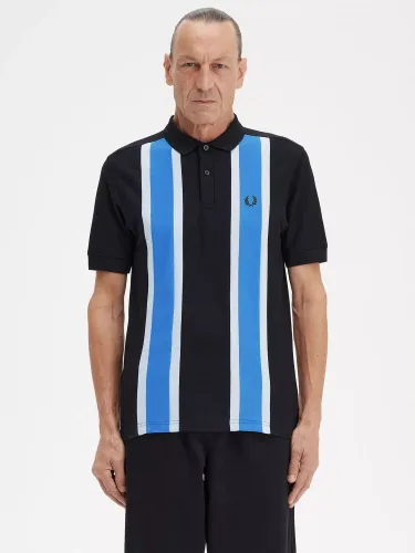Fred Perry Mesh Relax Polo Shirt, Black/Blue - Black/Blue - Male