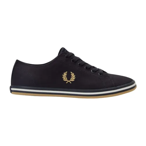 Fred Perry , Navy Desert Twill Sneakers with Laurel Embroidery ,Blue male, Sizes: