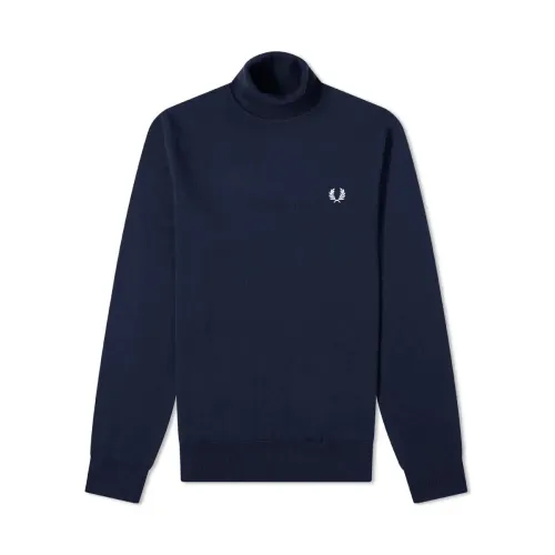 Fred Perry , Navy Roll Neck Knit ,Blue male, Sizes: