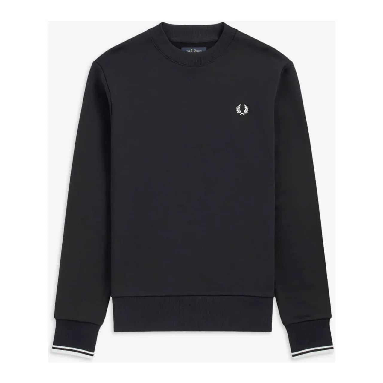 Fred Perry , Nay Crew Neck Sweatshirt with White Stripes ,Blue male, Sizes:
