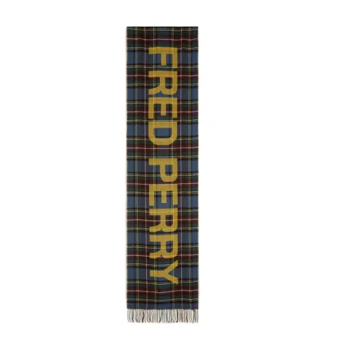 Fred Perry , Oversized Tartan Scarf - Authentic Graphic Style ,Red female, Sizes: ONE