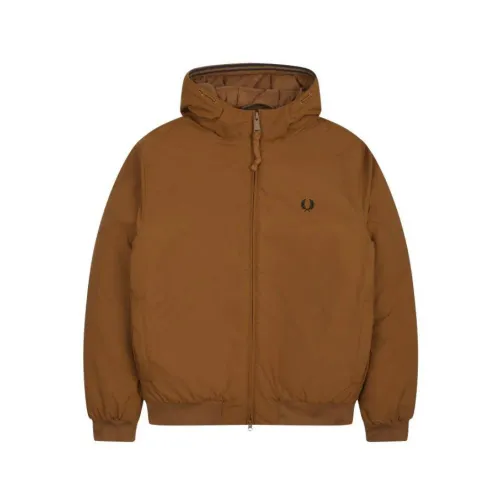 Fred Perry , Padded Hooded Sports Jacket ,Brown male, Sizes: