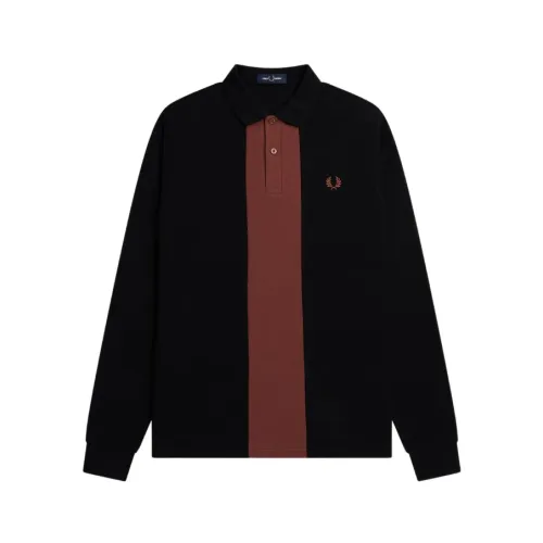 Fred Perry , Panelled Long Sleeve Polo Shirt ,Multicolor male, Sizes: