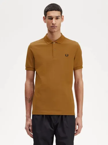 Fred Perry Plain Regular Fit Polo Shirt - Dark Caramel - Male