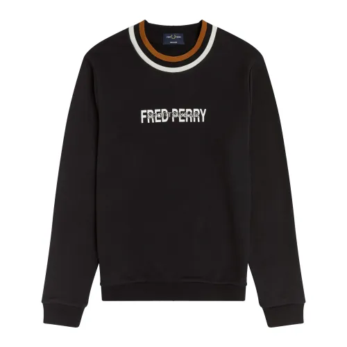 Fred Perry , Reissue Twin-Tipped Cotton Sweatshirt ,Black male, Sizes: