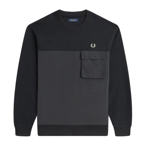 Fred Perry , Ripstop Utility Sweatshirt ,Black male, Sizes: