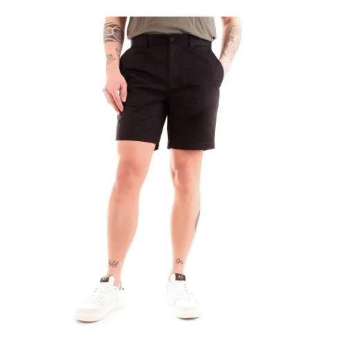 Fred Perry , Slim Fit Casual Bermuda Shorts ,Black male, Sizes: