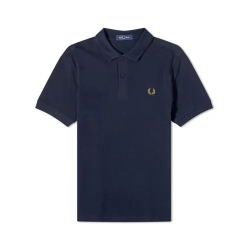 Fred Perry , Slim Fit Plain Polo with Striped Collar and Sleeves ,Blue male, Sizes: