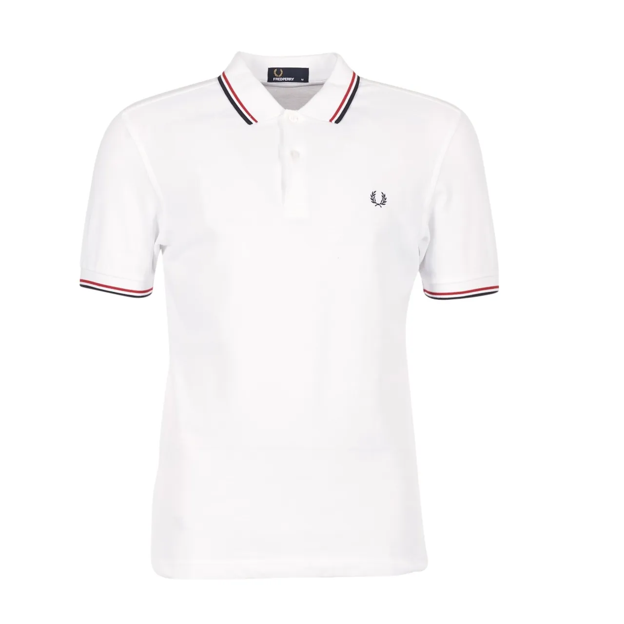 Fred Perry  SLIM FIT TWIN TIPPED  men's Polo shirt in White