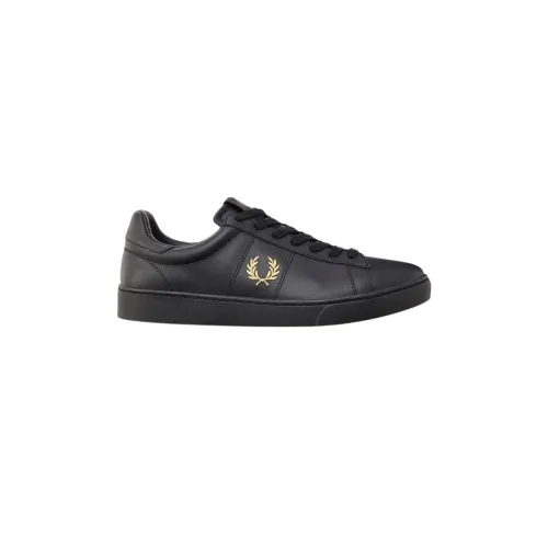 Fred Perry , Spencer Leather Tennis Shoe ,Black male, Sizes: