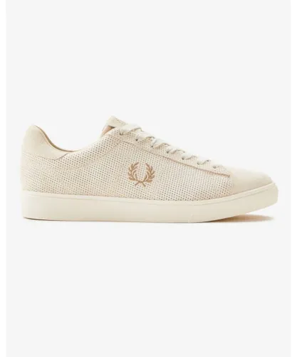 Fred Perry Spencer Mens Perforated Suede Trainers - Beige