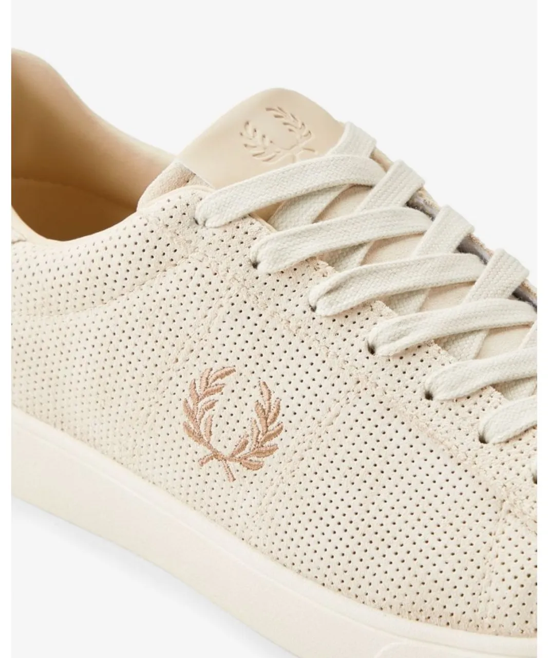 Fred Perry Spencer Mens Perforated Suede Trainers - Beige