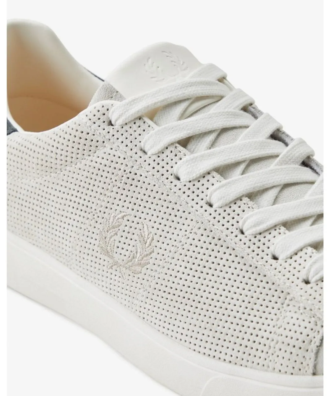 Fred Perry Spencer Mens Perforated Suede Trainers - White