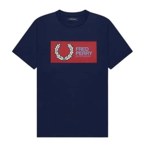 Fred Perry , Sportswear Logo T-Shirt Navy ,Black male, Sizes: