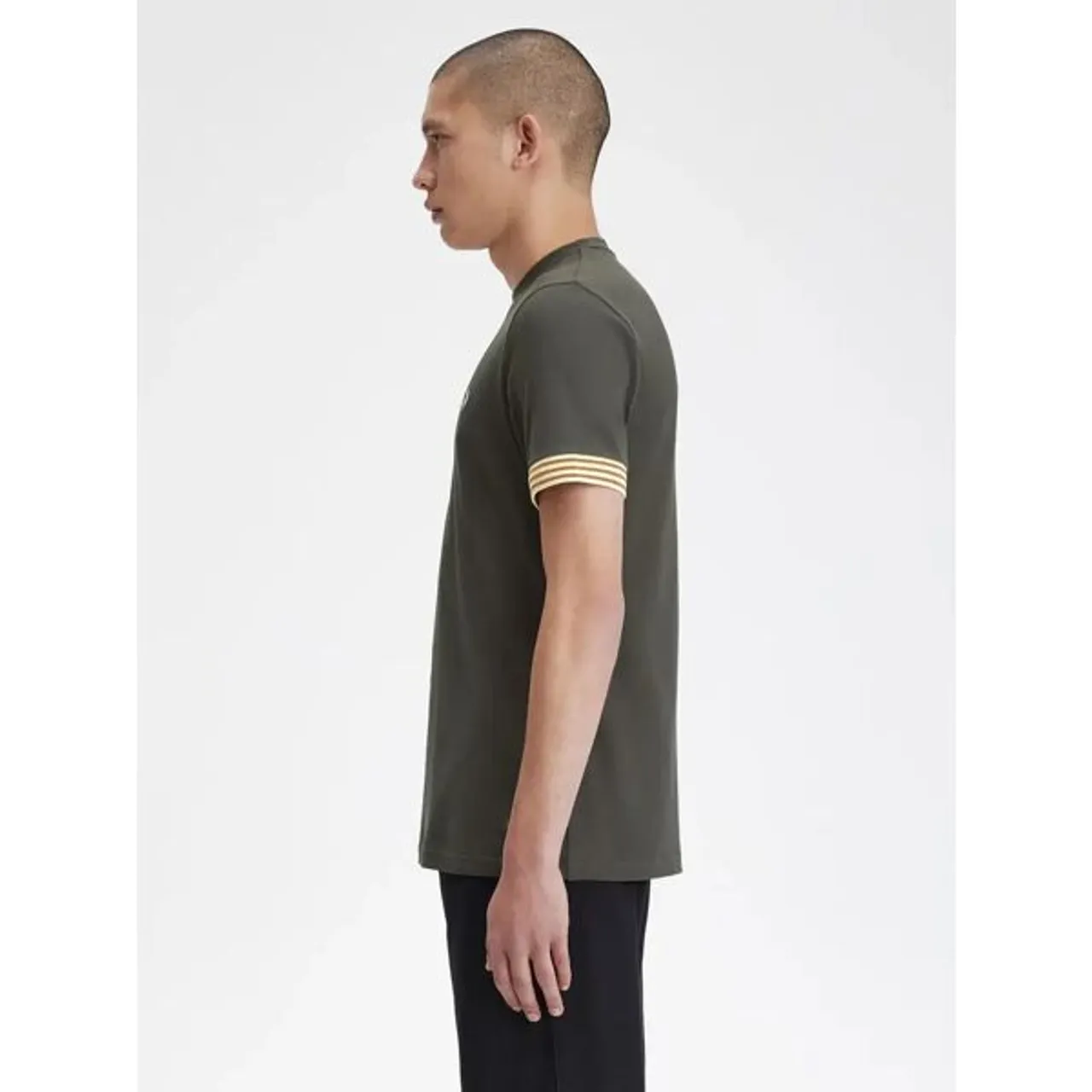 Fred Perry Stripe Cuff T-Shirt, Green/Multi - Green/Multi - Male