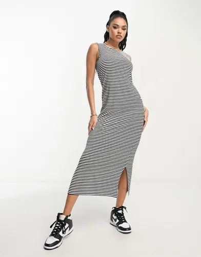 Fred Perry stripe maxi dress in white