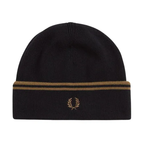 Fred Perry , Twin Tipped Merino Wool Beanie ,Black male, Sizes: ONE