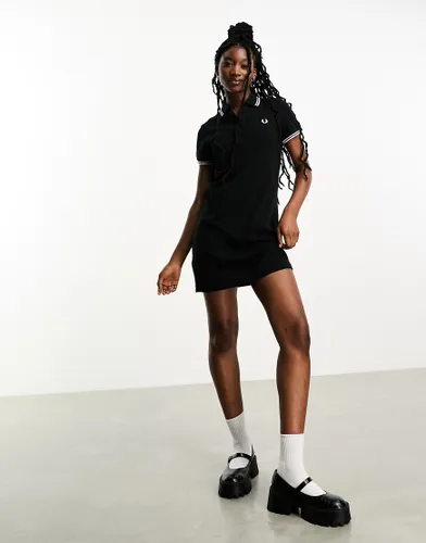 Fred Perry twin tipped polo shirt dress in black